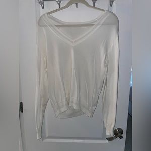 White V Neck Long Sleeve